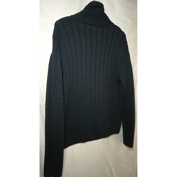 Perry Ellis Wool Cardigan Sweater Chunky Cable Knit, Sz XL, Dark Blue, Dry Clean - Picture 6 of 10